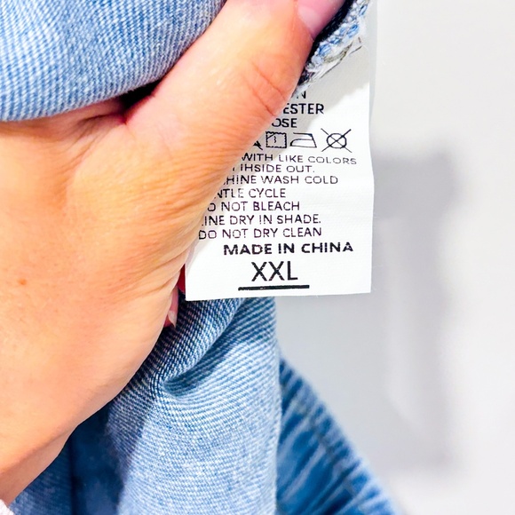 Light blue wide-leg pull-on jeans | Stretch waist relaxed cotton denim | XXL * - Picture 3 of 8